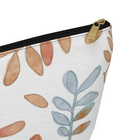 Watercolor Tossed Leaves Accessory Pouch w T-bottom in Orange